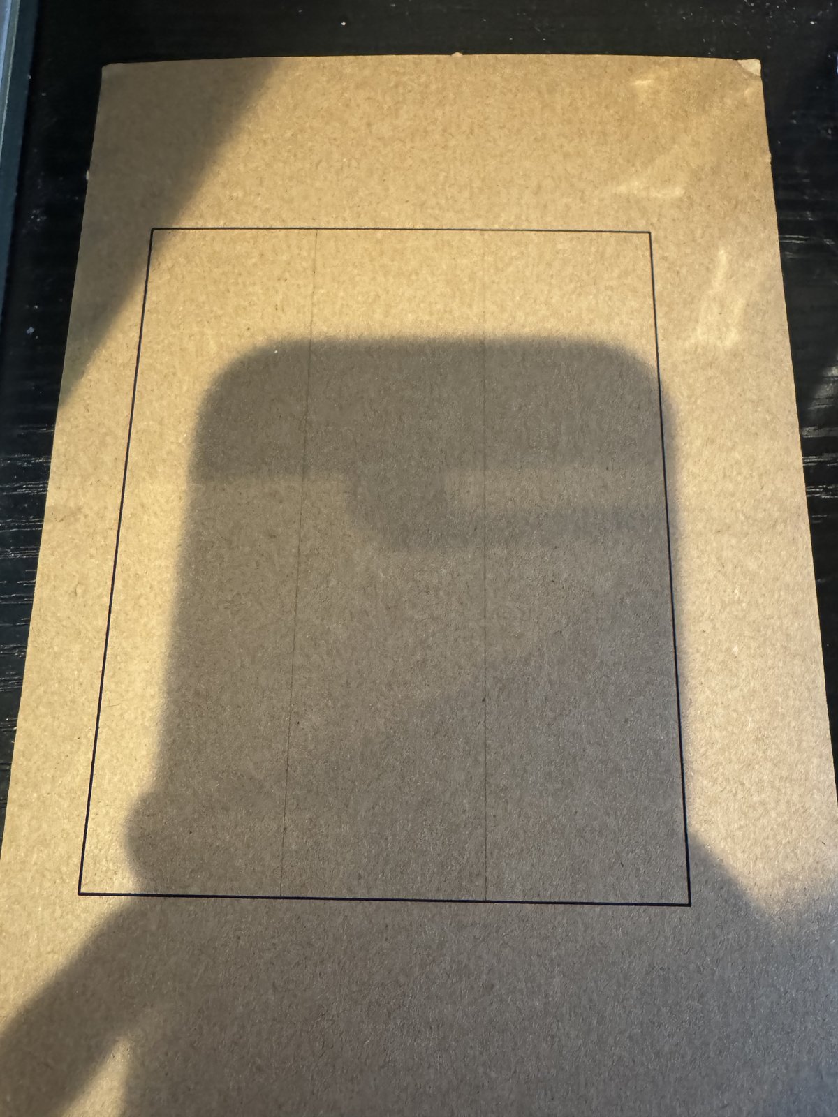 Cardboard layout prepared for laser cutting